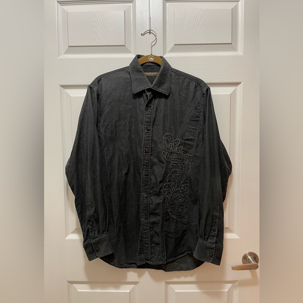 Tommy Bahama Island Soft Men's Button Long Sleeve Corduroy Size M Black